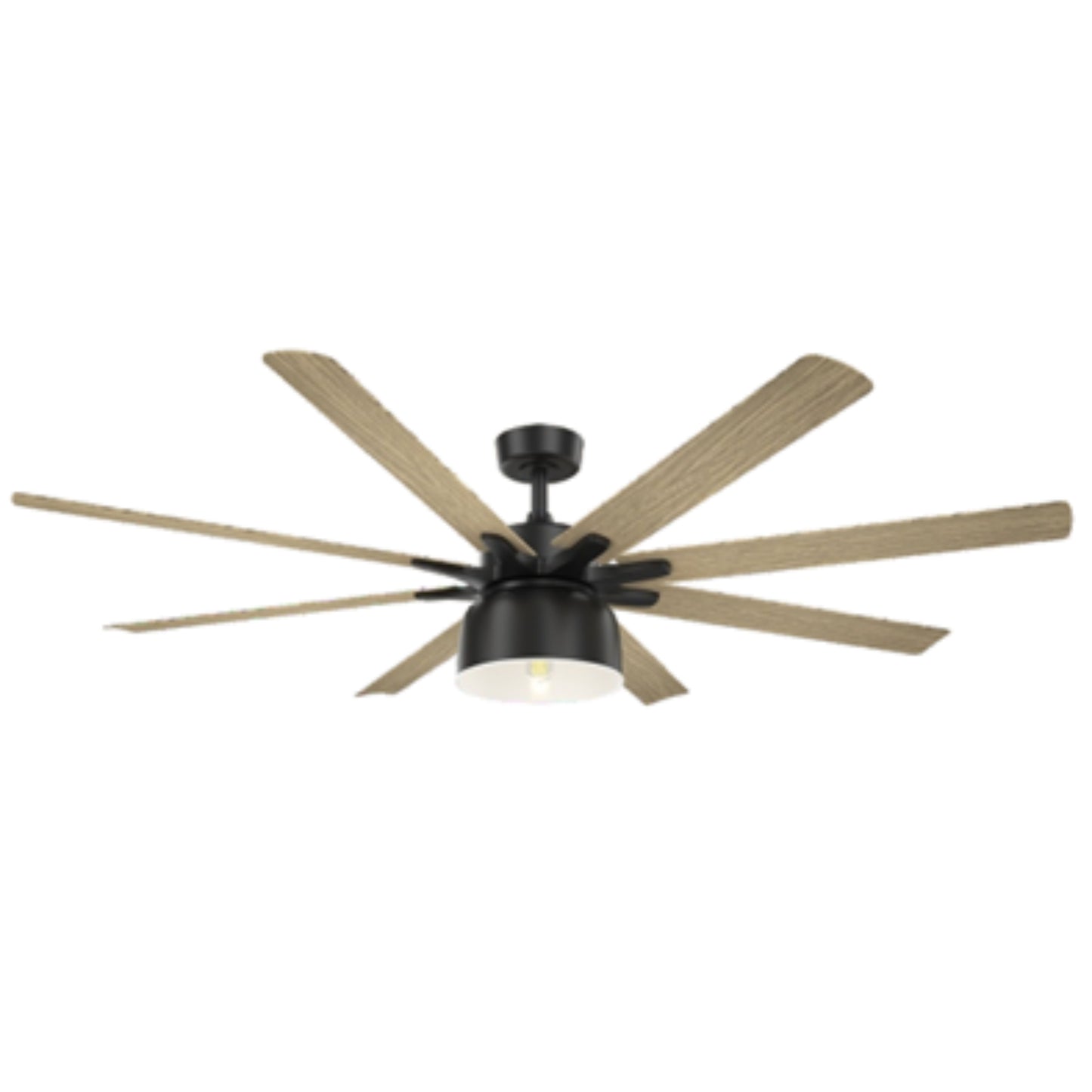KBS-66K005 Matte Black Ceiling Fan with Natural Wood Blades