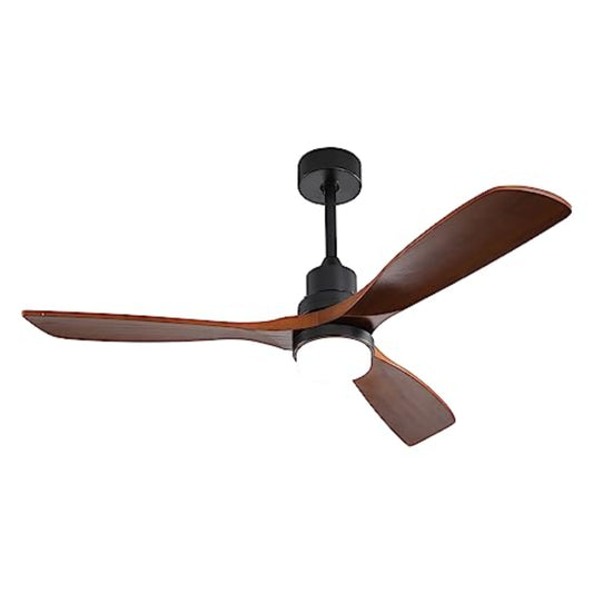 KBS-52147 Matte Black Solid Wood Ceiling Fan with LED Light