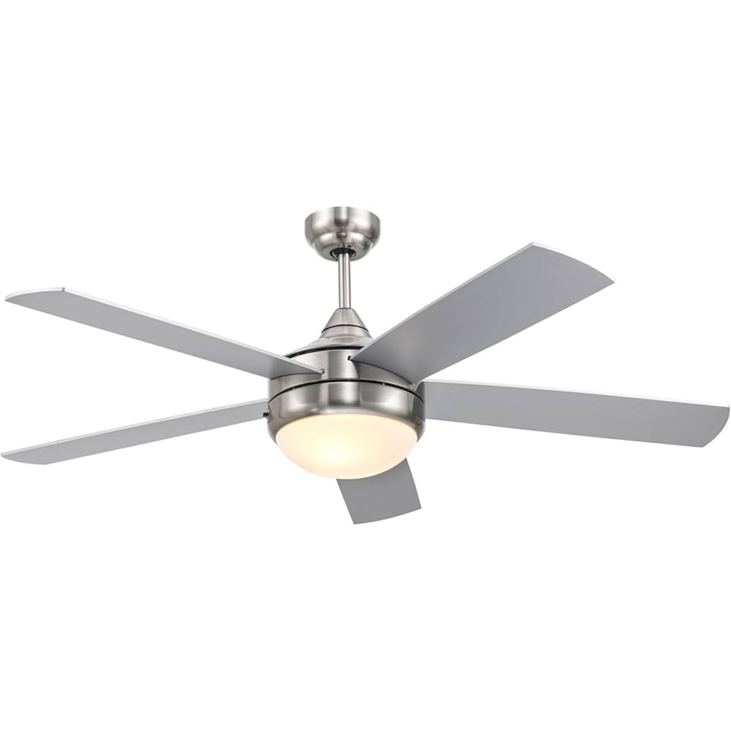 KBS-52K182 Brushed Nickel Silver Blade Ceiling Fan with Glass Shade