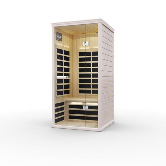 SMT-011PE-1 Infrared Sauna for 1 Person with Audio System and Tempered Glass