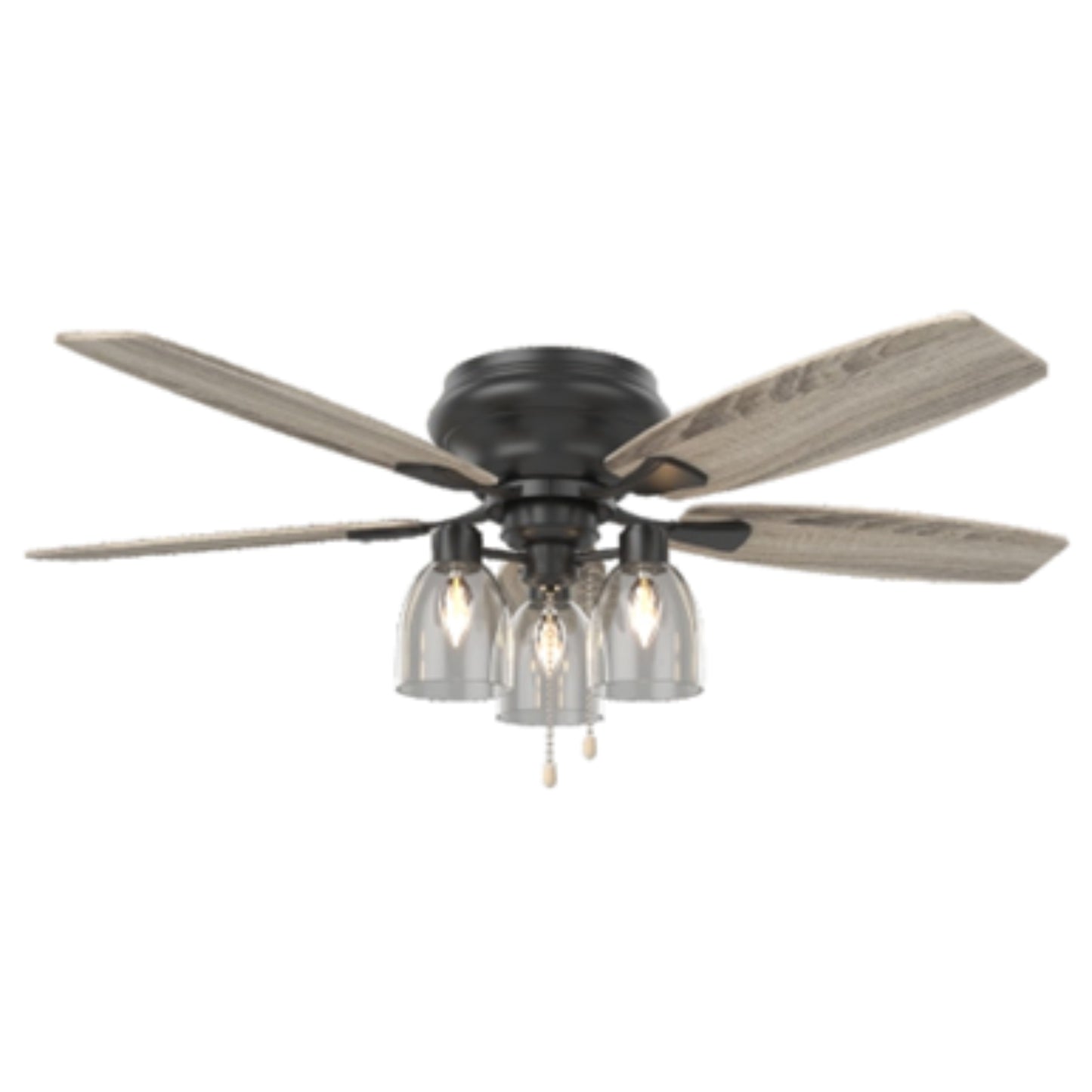 KBS-52K040 Matte Black Grey Blade Ceiling Fan with Iron Art Shade