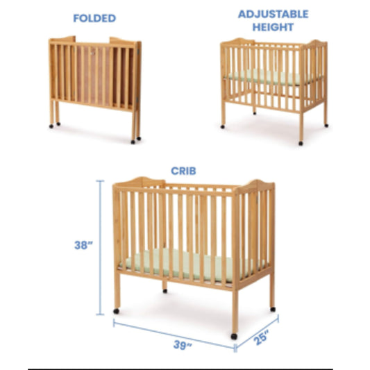 Adjustable Height Baby Crib with Mattress