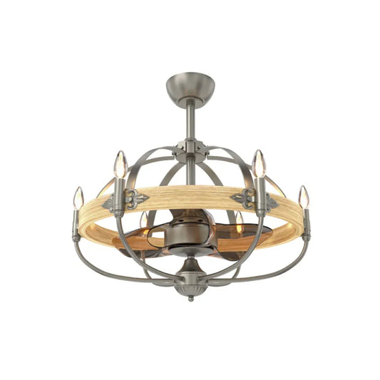 KBS-19003 Brushed Nickel Compact Ceiling Fan with 6-Light Fixture