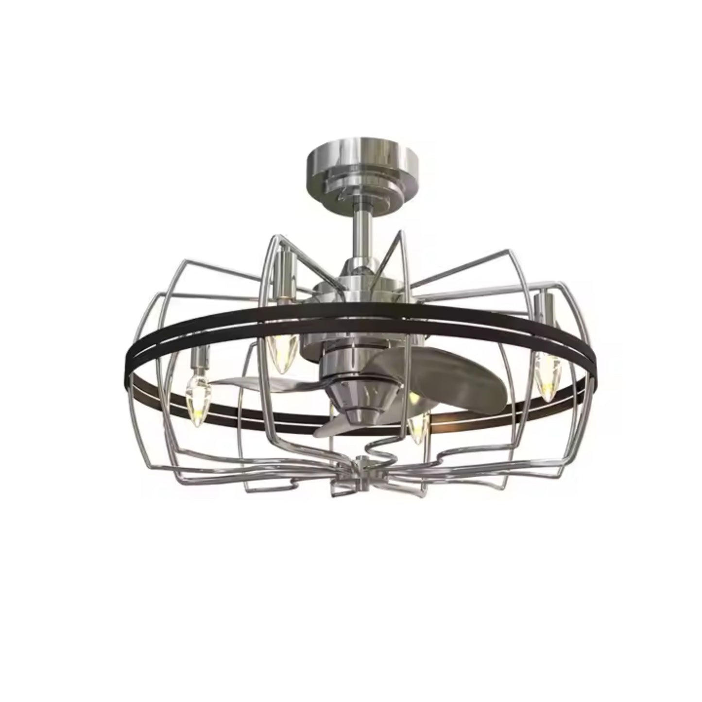 KBS-23K002 Brushed Nickel Compact Ceiling Fan with E14 Lights