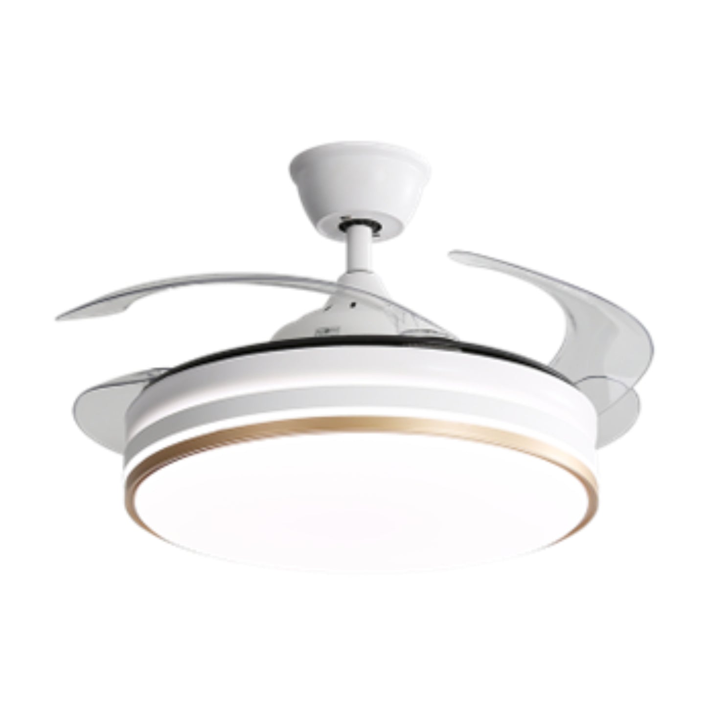 KBS-Y42196 Retractable Matte White Ceiling Fan with LED Light