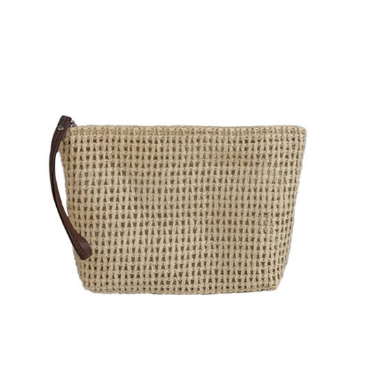 Eco-Friendly Raffia Cosmetic Pouch – Customizable Travel Bag