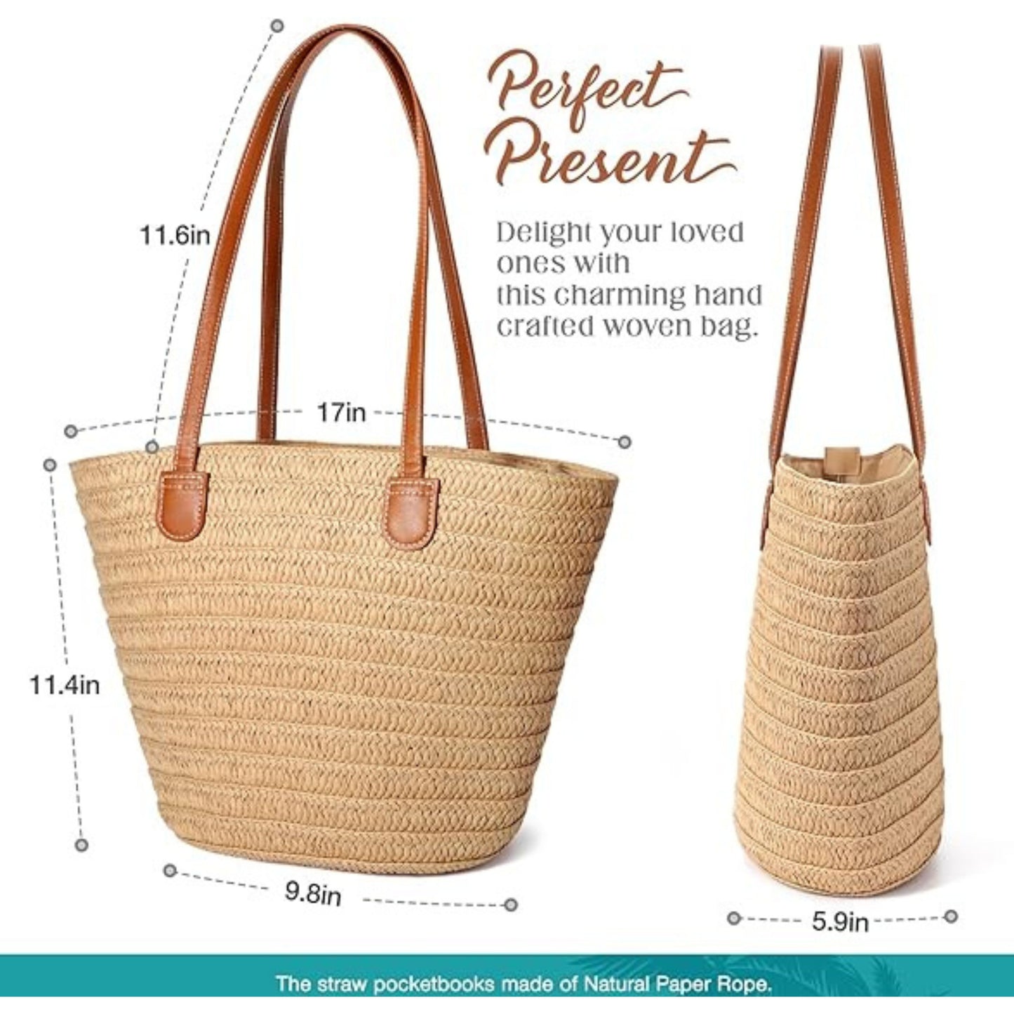 Customizable Straw Crossbody Shoulder Bag – Stylish & Lightweight