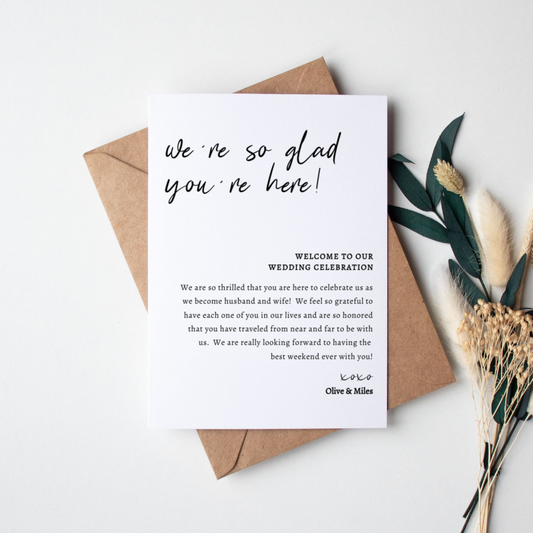 Welcoming Note with envelope