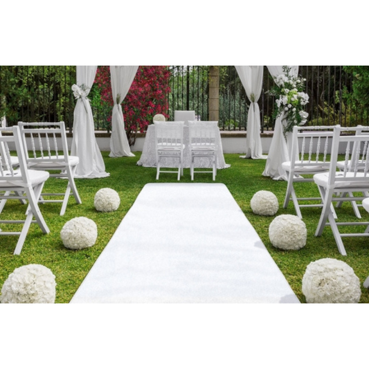 White Synthetic Aisle Runner Carpet – 432 x 48 Inches