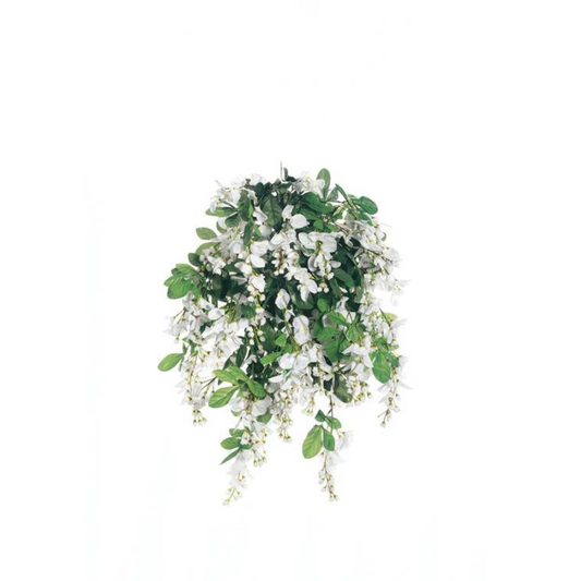 White Artificial Wisteria Hanging Flower Bush - 24.8in