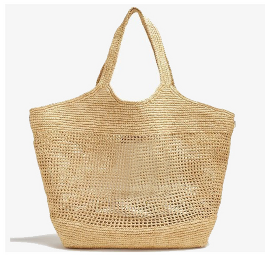 Woven Grass One-Shoulder Tote Bag – Stylish & Spacious Half-Moon Design