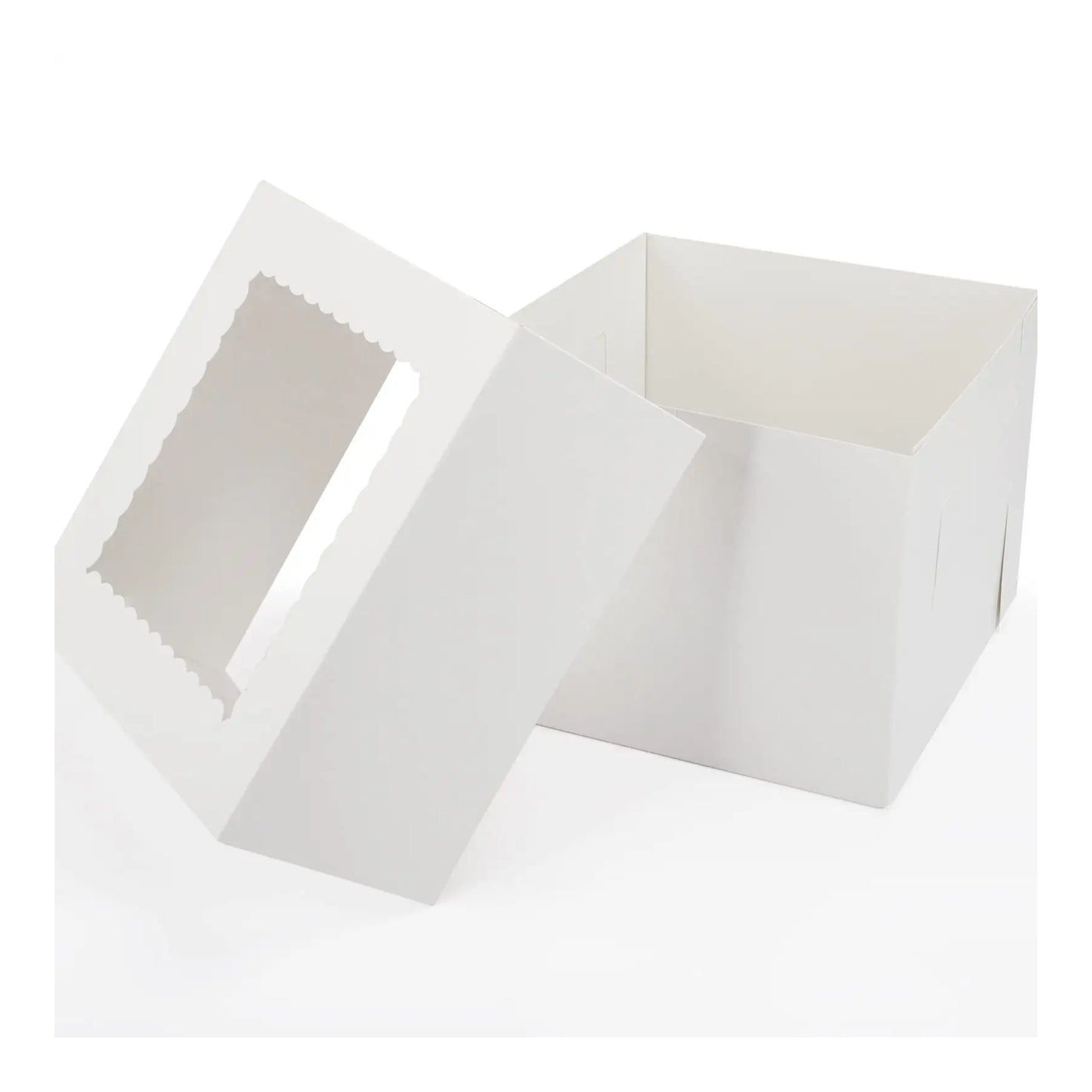 Premium 10x10x8 Inch Cake Box – Sturdy 300g White Cardboard with Sticker & Board