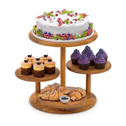 4-Tier Wooden Round Dessert Tower Display