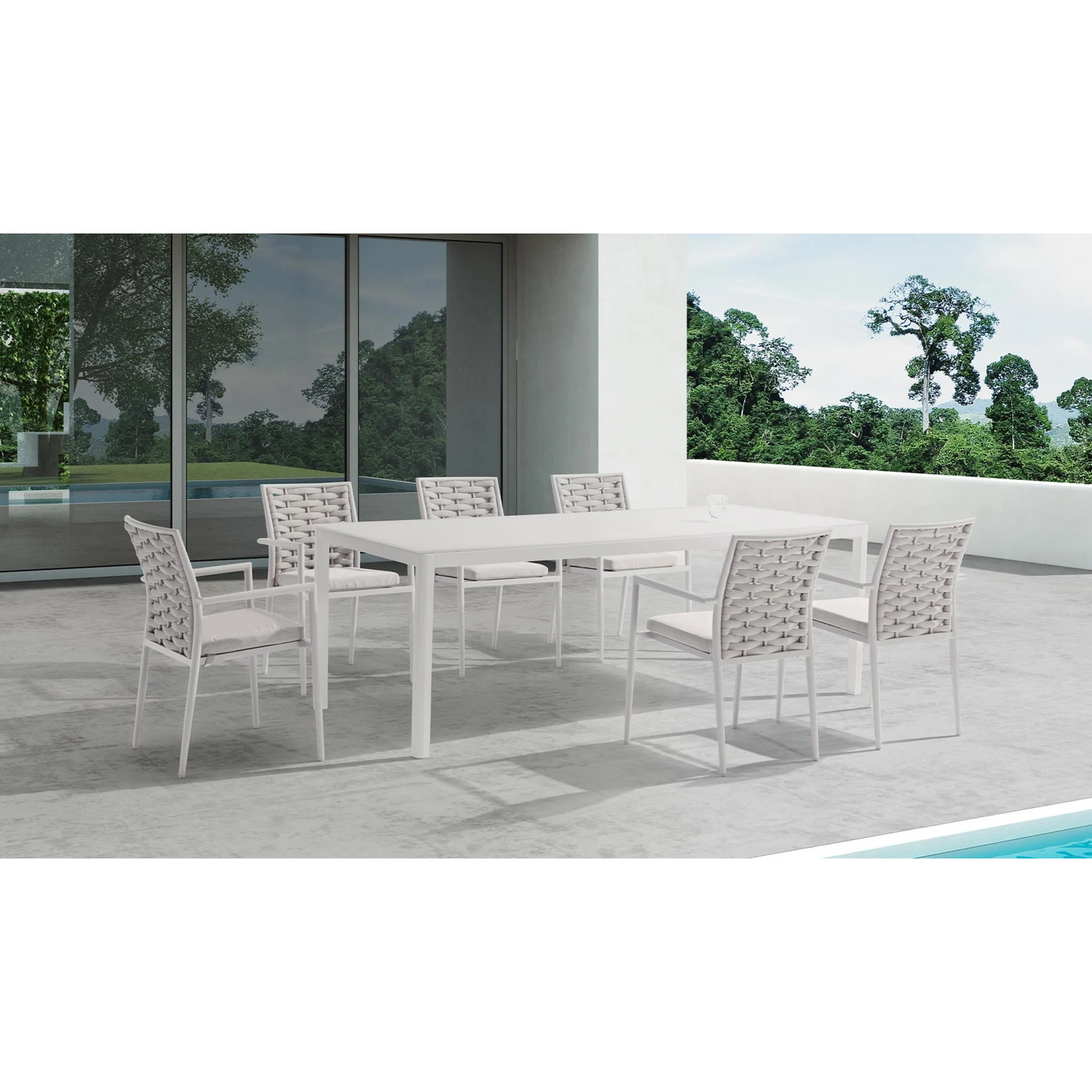 Contemporary Slat Top Aluminum Dining Set – Sleek & Weather-Resistant