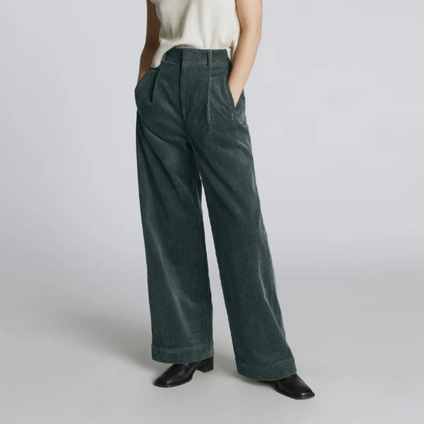 Women's High-Waisted Corduroy Wide-Leg Pants