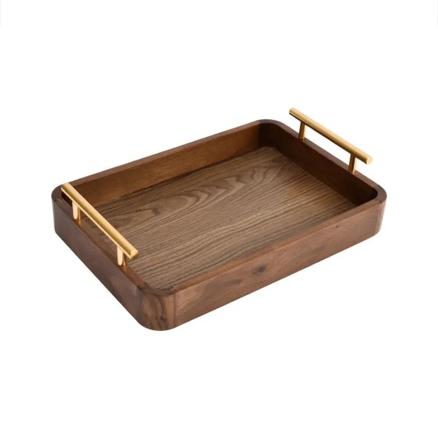 Rustic Wooden Dining Tray with Copper Handles – Elegant Serving & Display Tray