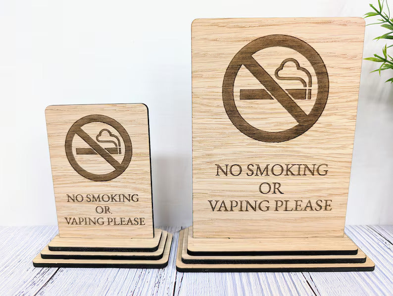 No Smoking Sign – Wooden with Debossed Print