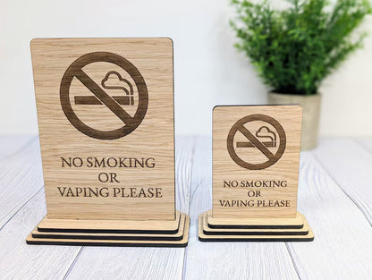 No Smoking Sign – Wooden with Debossed Print