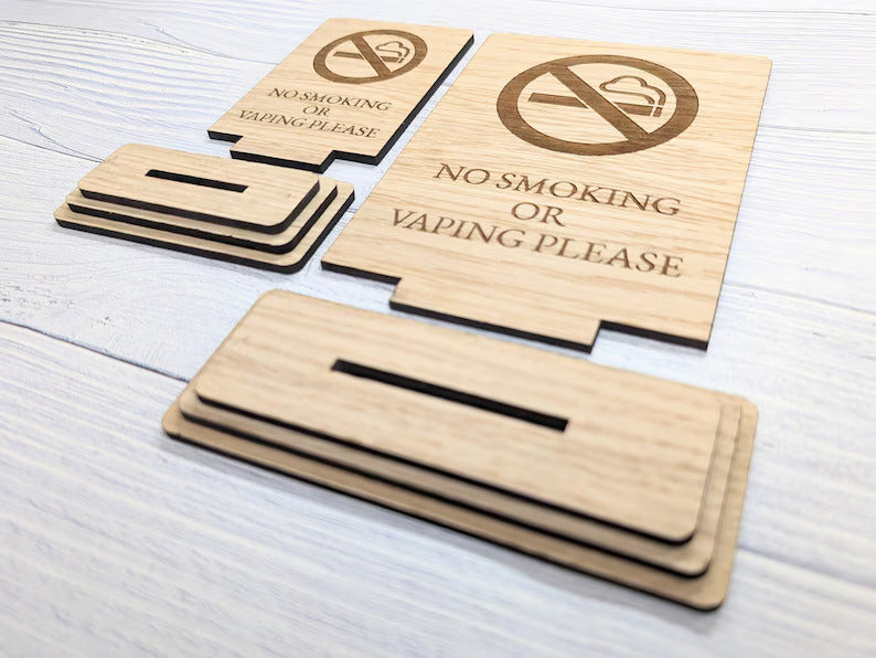 No Smoking Sign – Wooden with Debossed Print