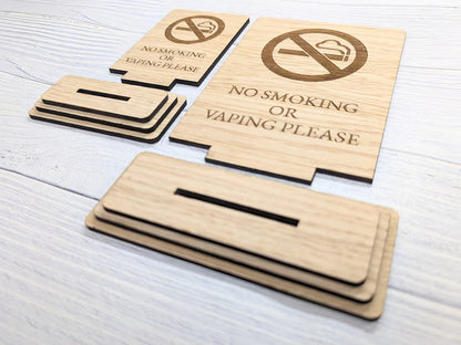 No Smoking Sign – Wooden with Debossed Print