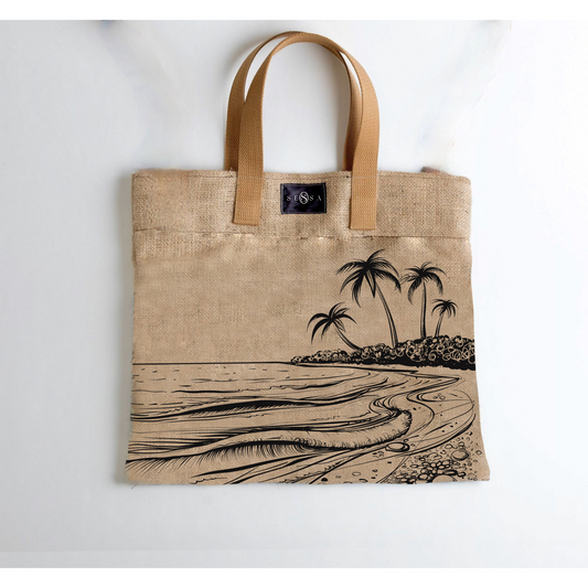 Jute Bag with Cotton Webbing & Rope Handle