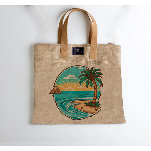 Premium Jute Tote Bag with Cotton Fabric & Durable Rope Handles