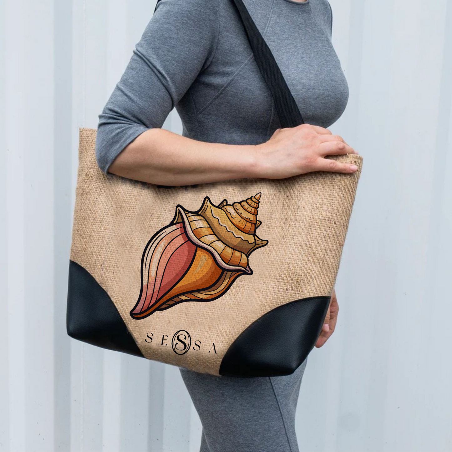 Durable Jute Tote Bag with Cotton Webbing & Rope Handle