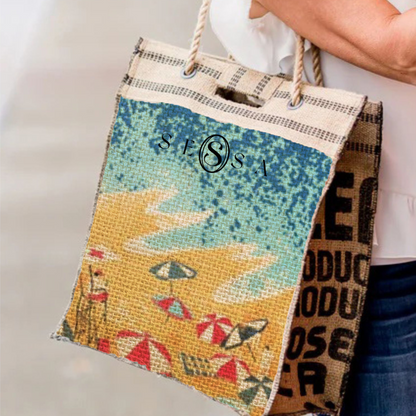 Jute Bag with Cotton Webbing & Rope Handle – 100% Cotton