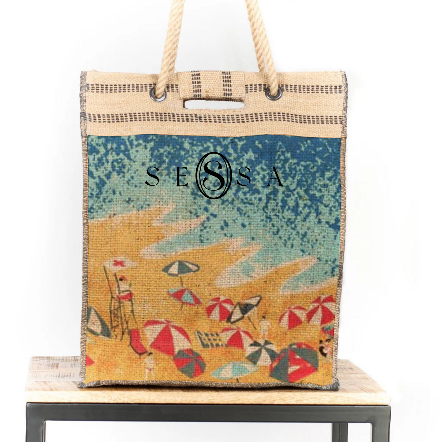 Jute Bag with Cotton Webbing & Rope Handle – 100% Cotton