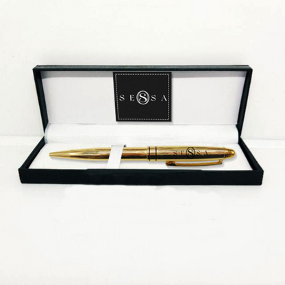 Gold Ballpoint Pen with Engraved Black Logo – Luxury Executive Gift
