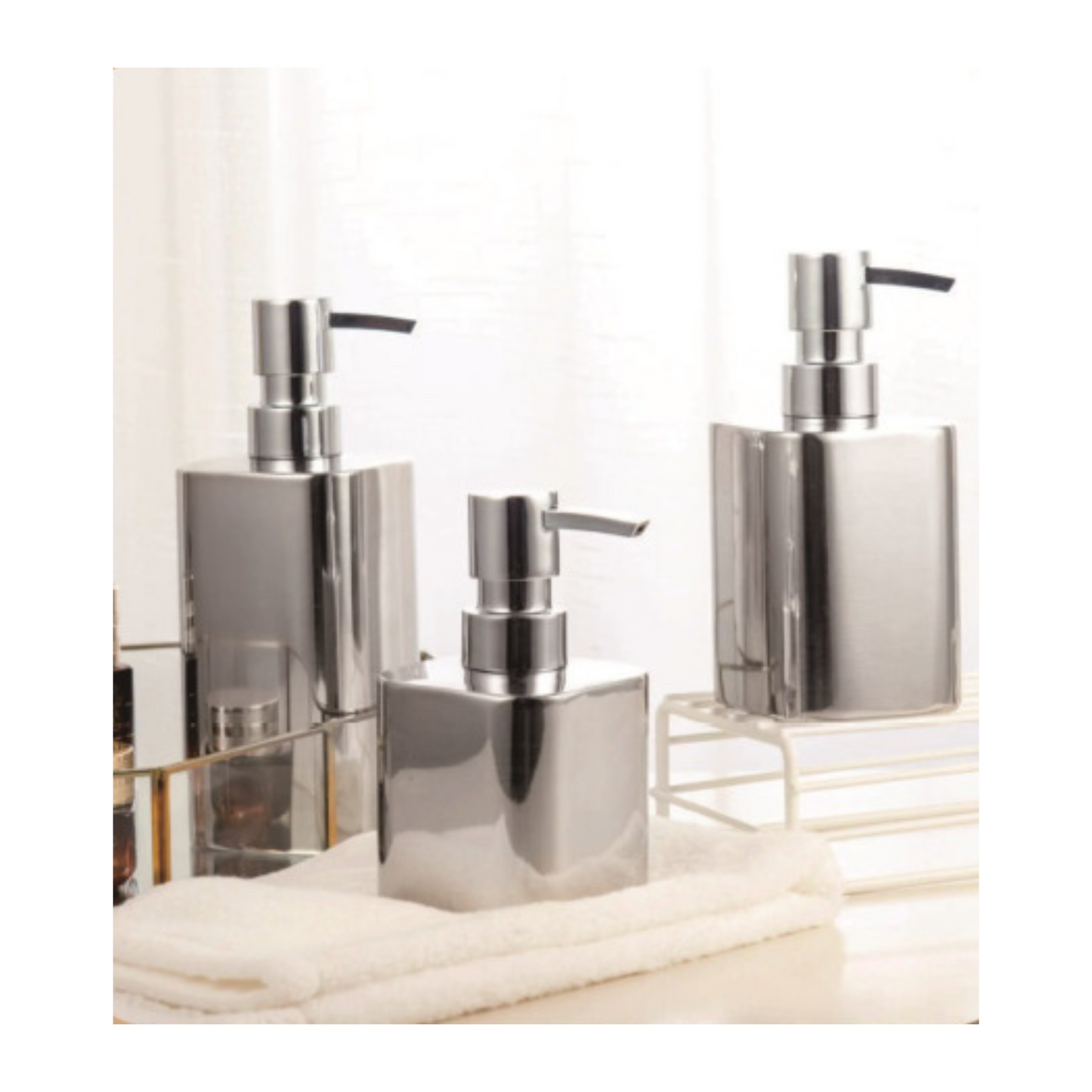Wall-Mounted Stainless Steel Toiletry Dispenser - Refillable & Space-Saving